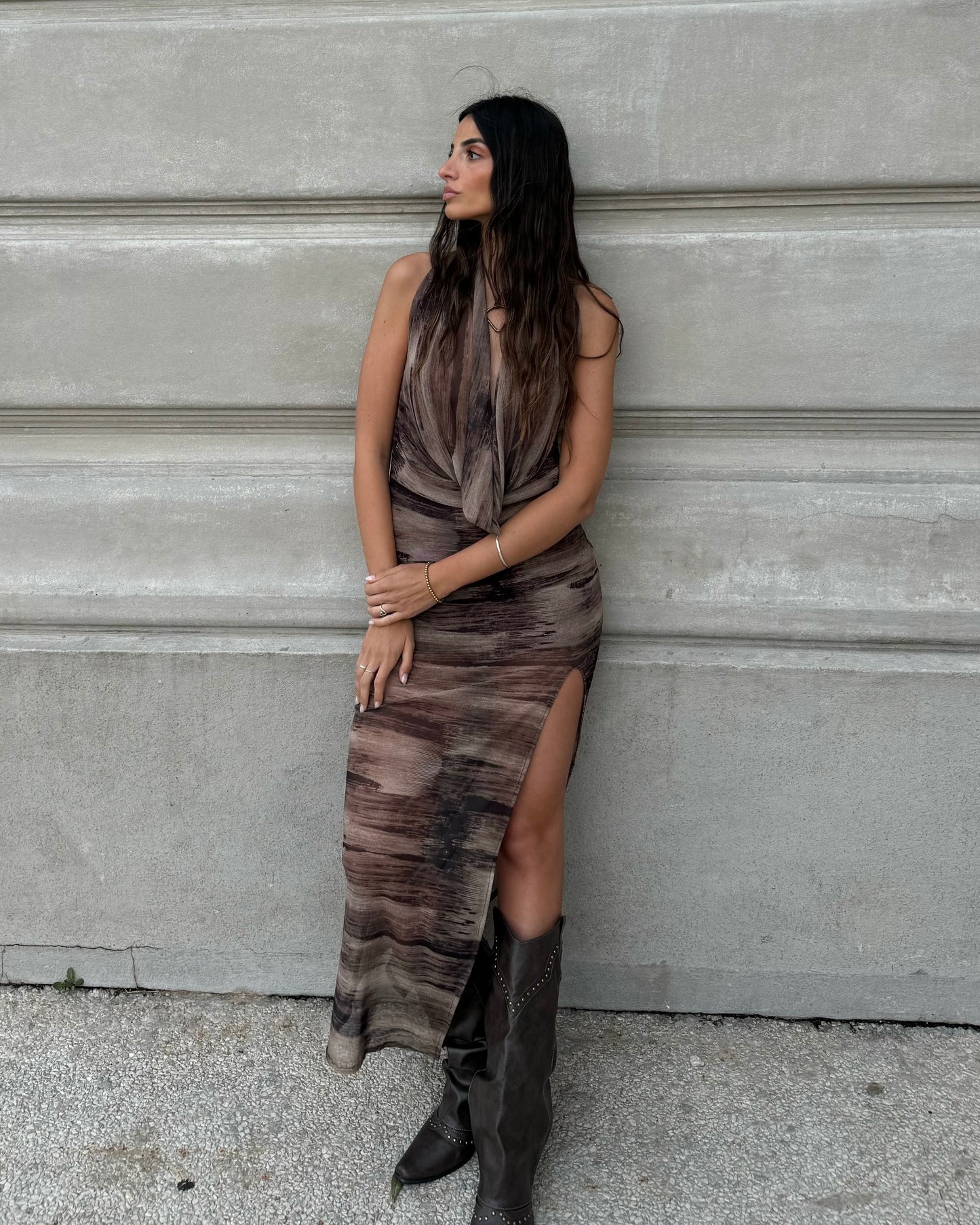 Vestido Hanover Estampado Marrón