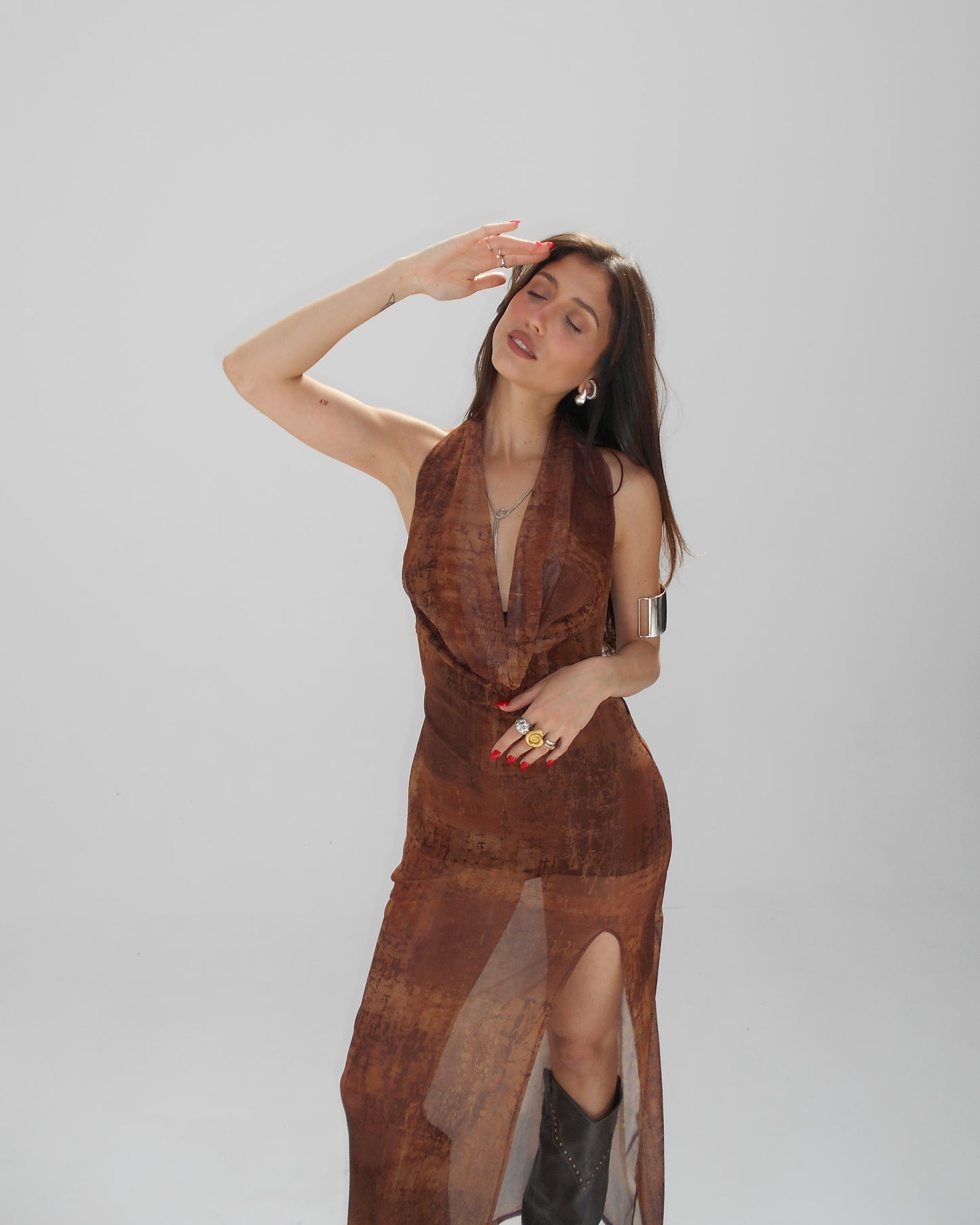 Vestido Hanover Estampado Terracota