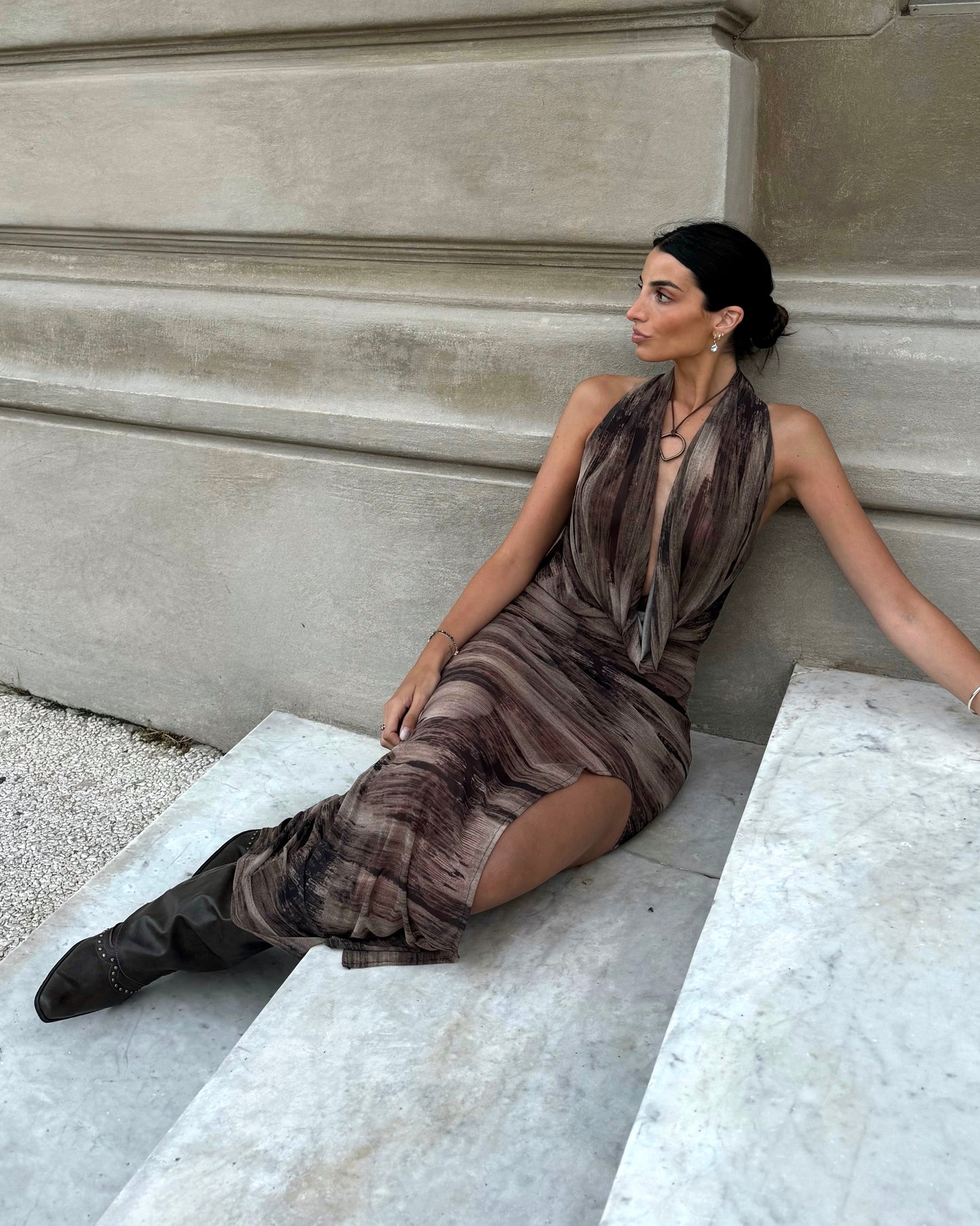 Vestido Hanover Estampado Marrón