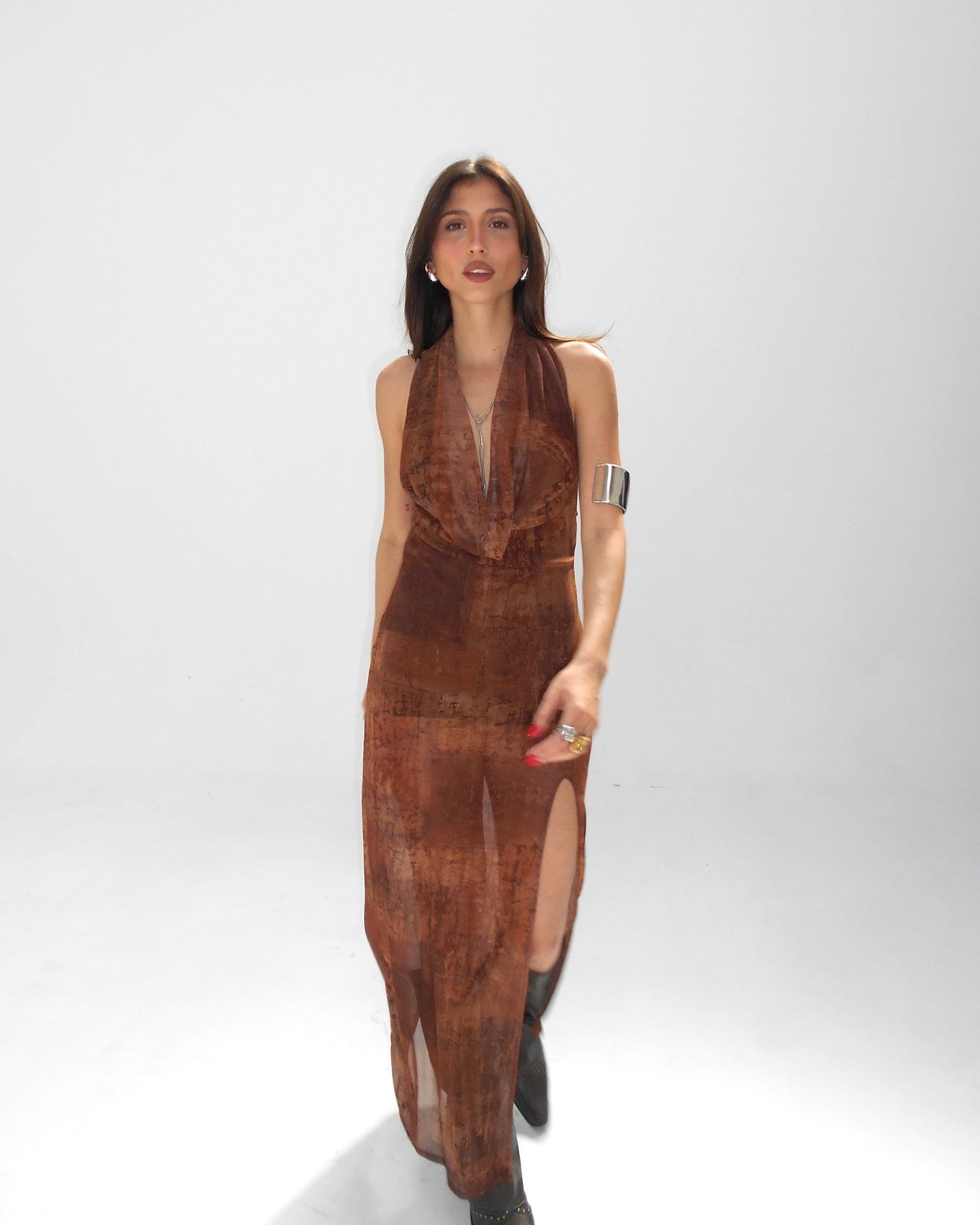 Vestido Hanover Estampado Terracota