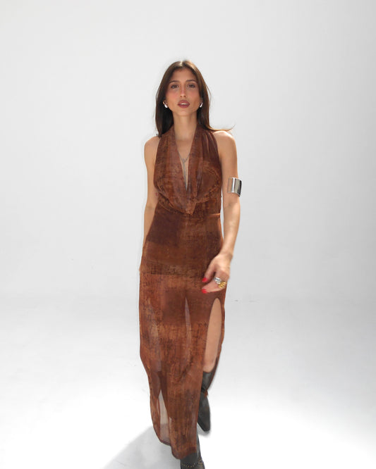 Vestido Hanover Estampado Terracota