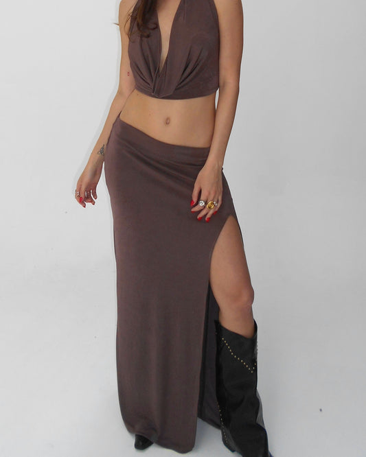 Falda Palma Marrón