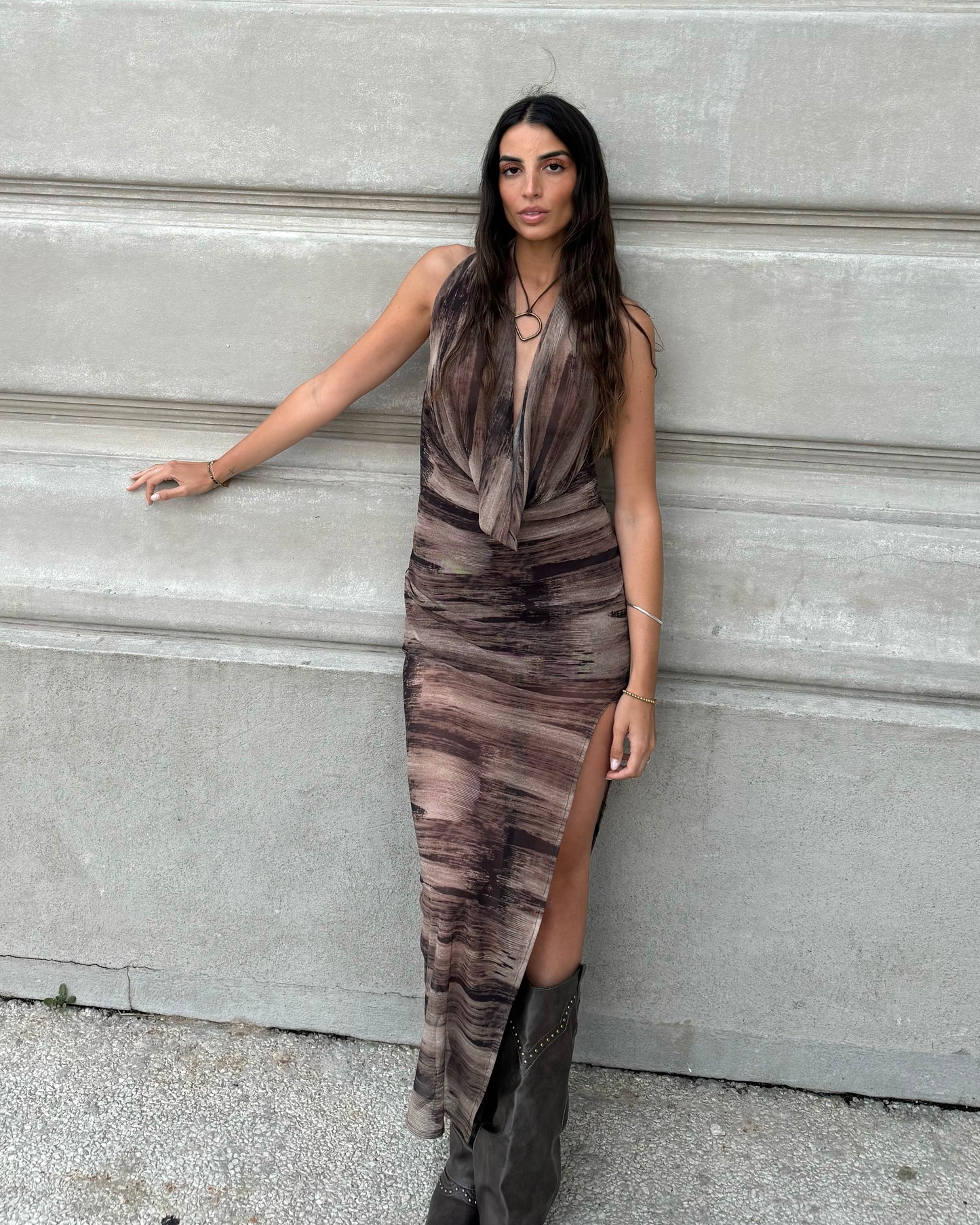 Vestido Hanover Estampado Marrón